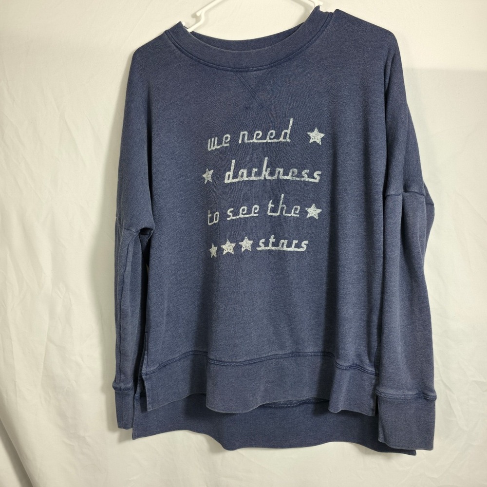 True Craft Sweatshirt Womens S Blue Excellent Stars Graphic Oversized Pullover